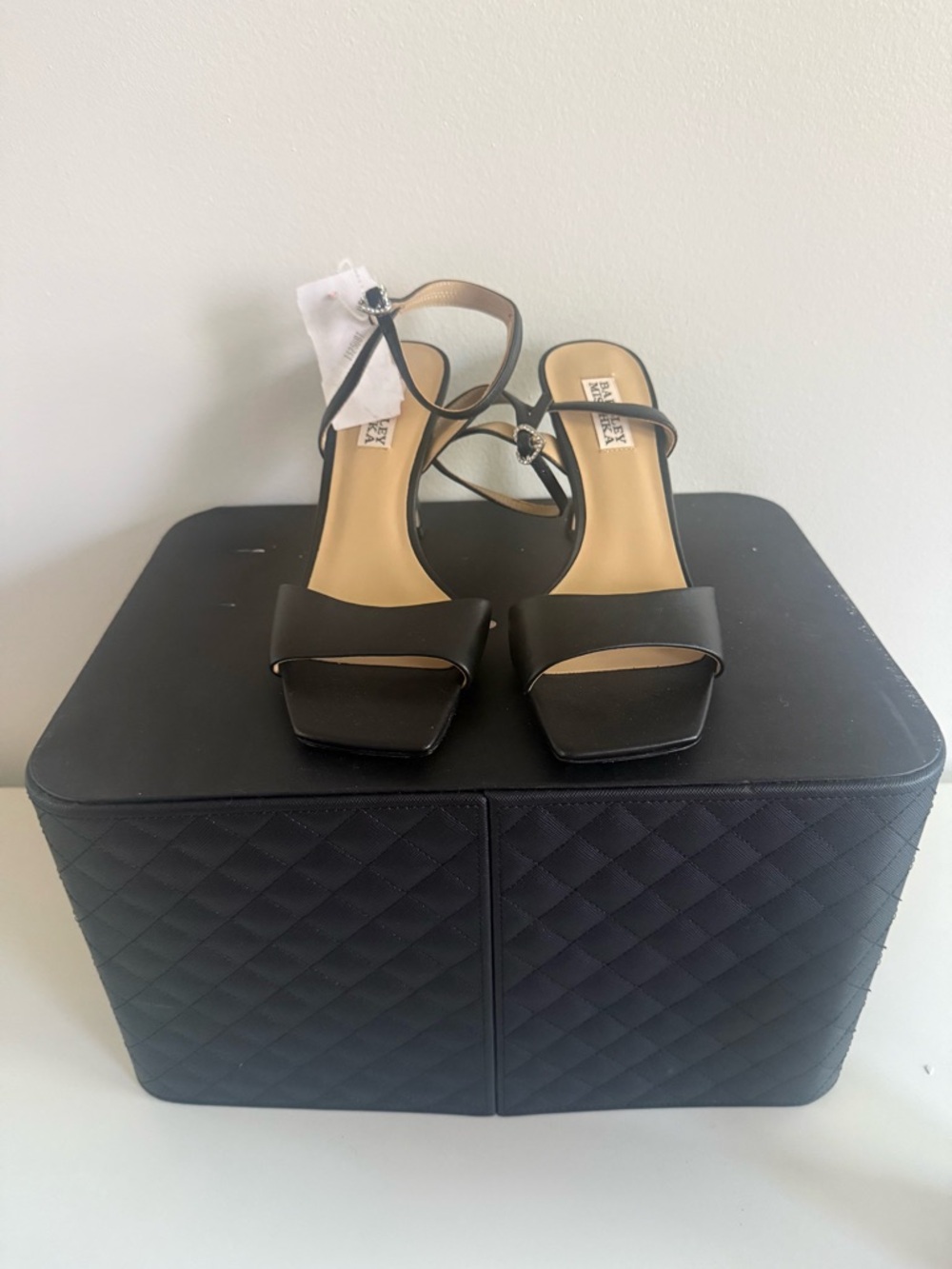 Badgley Mischka Black Strappy Square-Toe Heel Sandals